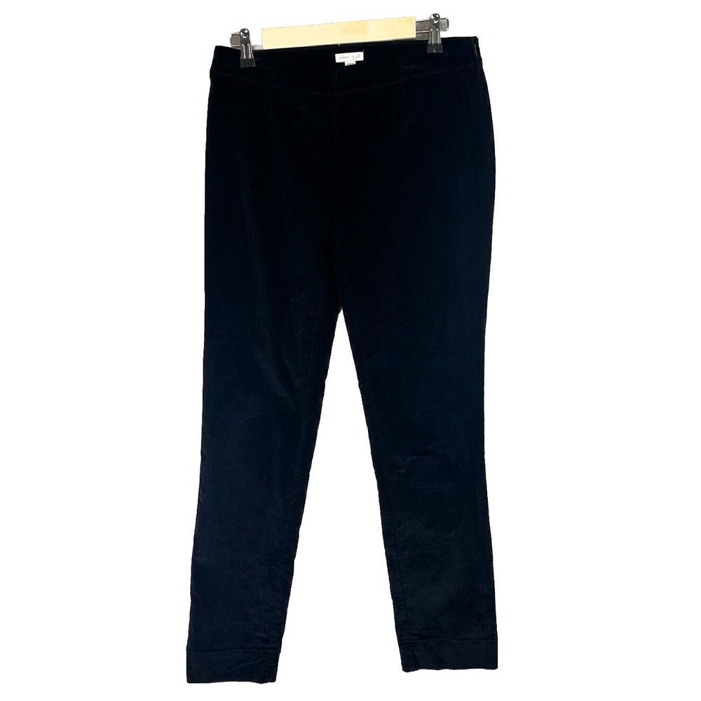 J Jill Pants Womens Size 6 Tall Black Corduroy Side Zipper Leg Pull On Stretch